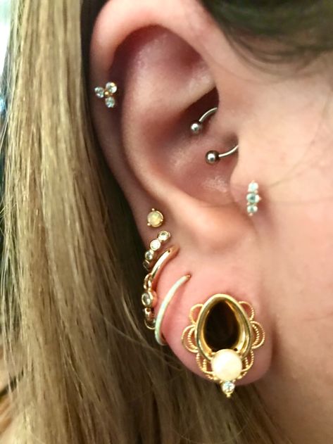 Stretchers Ear Piercings, Eat Gauges, Gages Ear, 0 Gauge Ears, Small Gauged Ears Women, 0g Stretched Ears, Ear Gauges Aesthetic, Gauges Aesthetic, Stretched Ears Aesthetic