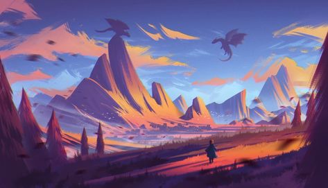 ILLUSTRATIONS | Philip Sue Art World Concept Art, Scale Art, Posca Art, Colorful World, Fantasy Art Landscapes, Fantasy Concept Art, Environment Design, Environment Concept Art, Environmental Art