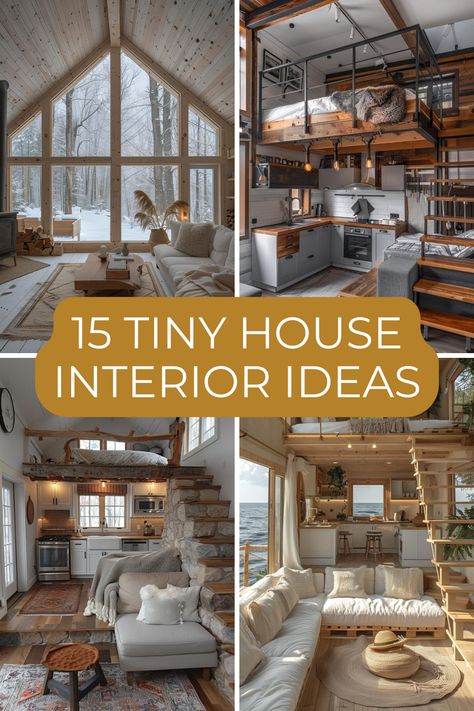 Shed To Tiny House Interior, Rustic Tiny House Interior, Tiny Home Interior Ideas, Tiny House Design Interior, Tiny House With Loft, Tiny Homes Interior, Tiny Houses Ideas, Tiny Home Designs, Tiny House Big Living