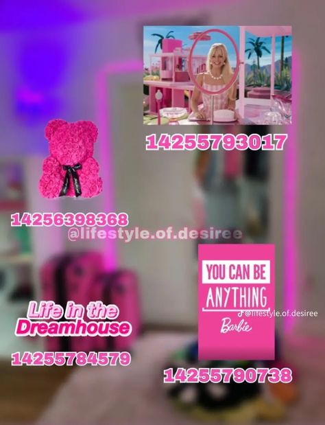 Barbie Roblox Decals, Barbie Codes Bloxburg, Barbie Decal Codes, Bloxburg Dior Decal Codes, Bloxburg Name Decals, Barbie Decals Bloxburg, Y2k Decals Bloxburg, Roblox Display Names Ideas Y2k, Bloxburg Decals Codes Pink