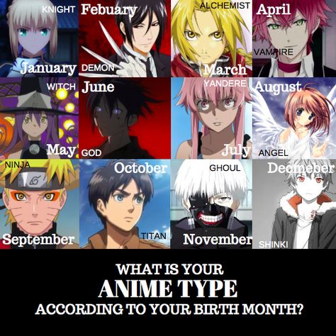 What is your anime type, according to your birth month? Comment what you got. :) According To Your Birth Month, Anime Horoscope, Birthday Scenario, Anime Zodiac, Birthday Quotes Funny, Zodiac Signs Funny, Zodiac Memes, Anime Crossover, Birthday Month