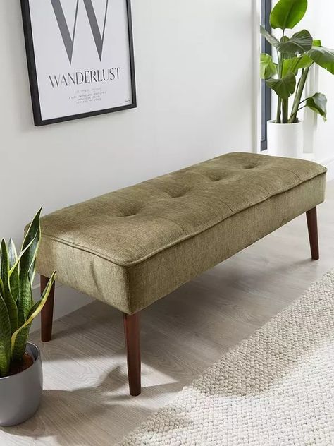 Green Bench Seat, Sitting Bench In Living Room, Bench Sofa Living Room, Living Room Bench Seating, Victorian Hallway, Cupboard Ideas, Sitting Bench, Living Room Trends, Grey Herringbone