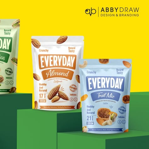 everyday packaging done by abbydraw designs#abbydraw#packagingoftheworld#behance#behanceindia Chips Packaging Design Creative, Pouch Design Packaging, Ty Logo, Healthy Food Packaging, Harvest Food, Chip Packaging, Clever Packaging, Snacks Packaging, Fruit Chip