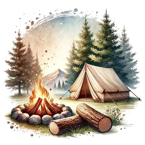 Camping Images, Camping Clipart, Scrapbook Images, Nature Camping, Summer Memories, Candle Labels, Happy Camper, Nature Images, Happy Campers