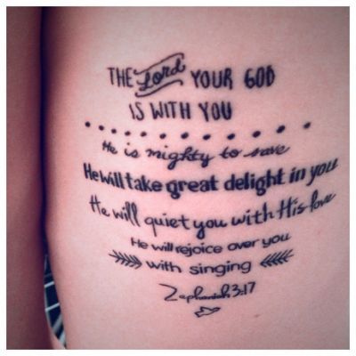 zephaniah 3: 17...too big for a full tattoo..but maybe just the reference somehow Zephaniah 3 17 Tattoo, 17 Tattoo, Full Tattoo, Joy Of The Lord, Pins And Needles, Body Mods, Spiritual Journey, Cute Tattoos, Tattoos And Piercings