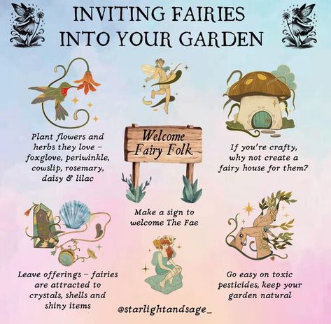 Fairy Offering Ideas, Fairy Offerings, Fairy Tips, Magical Creatures Mythology, Fairies Mythology, Fairy Spells, Fae Magic, Druid Symbols, Garden Witch