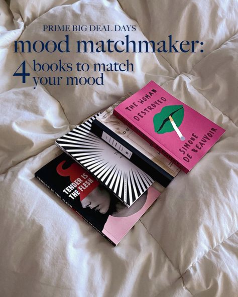 book matchmaker: 4 books to match your mood #ad prime big deal days are here and i’ve teamed up with @amazonbooks to bring you 4 perfect reads to match your current mood! whether you’re in an existential spiral, feeling dramatic, or just craving something totally out there, i’ve got a book for every mood (okay, only four moods, but hey, it’s a start!) you can get up to 50% off thousands of print books and up to 80% off thousands of ebooks, both over 4+ stars! tap the link in my bio to se... Existentialism Books, A Start, Literature Books, Book List, Current Mood, In The Flesh, Big Deal, Book Print, Amazon Books