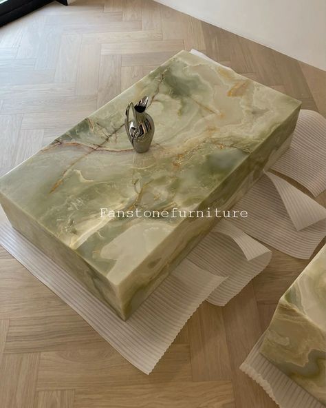 New Arrival | Natural Marble Green Onyx Plinth Coffee Table An elegant and unique addition to your home decor. With its captivating green onyx marble tabletop, this coffee table creates a distinctive furniture ambiance. Elevate your living space with this stunning and stylish piece. #onyx #onyxmarble #onyxtable #onyxcoffeetable #coffetable #marbletable #naturalmarble #homefurniture #plinth #naturalstone #marble #marblefurniture #decorativearts #interior #uniquedesign #luxurylifestyle #marbl... Onyx Furniture, Plinth Coffee Table, Green Onyx Marble, Onyx Table, Marble Furniture, Onyx Marble, Marble Wood, Store Interior, Marble Table