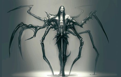 Kamoril, Anndr Pazyniuk on ArtStation at https://www.artstation.com/artwork/glV4x Fantasy Bestiary, Queen Core, Humanoid Creatures, Spider Art, Monster Characters, 다크 판타지, Monster Concept Art, Drama Queen, Monster Design