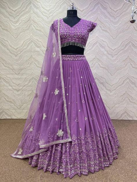 Latest Lehnga Designs, Lehenga Designs Latest, Latest Lehenga Designs, Purple Lehenga, Simple Lehenga, Half Saree Lehenga, Georgette Lehenga, Lehenga Designs Simple, Party Wear Lehenga Choli