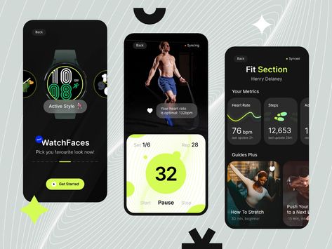 Smart Watch - Fitness Tracker App ⌚️ by Jacob Janura 🎄 for intent on Dribbble Fitness Apps Design, Basketball App, Fitness Tracker App, Cycling App, Lifestyle Apps, Challenge Fitness, Web Design Ux Ui, Apps Design, Challenge Tracker