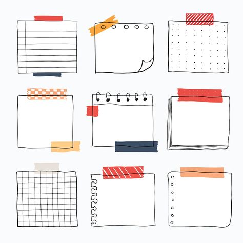 Blank reminder paper notes vector set | premium image by rawpixel.com / sasi Blank Reminder Paper Notes, Wrinkled Paper Background, Notes Paper, Penanda Buku, Kraf Kertas, Paper Notes, Bullet Journal Banner, Note Doodles, Doodle Frame