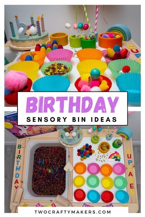 Happy Birthday little one! Check out these colorful and engaging birthday sensory bins, the perfect accompaniment to birthday celebrations Birthday Sensory Table, Birthday Sensory Bin, Birthday Experiences, Happy Birthday Little One, Sensory Party, Ace Birthday, Piggy Party, Sensory Bin Ideas, Toddler Sensory Bins