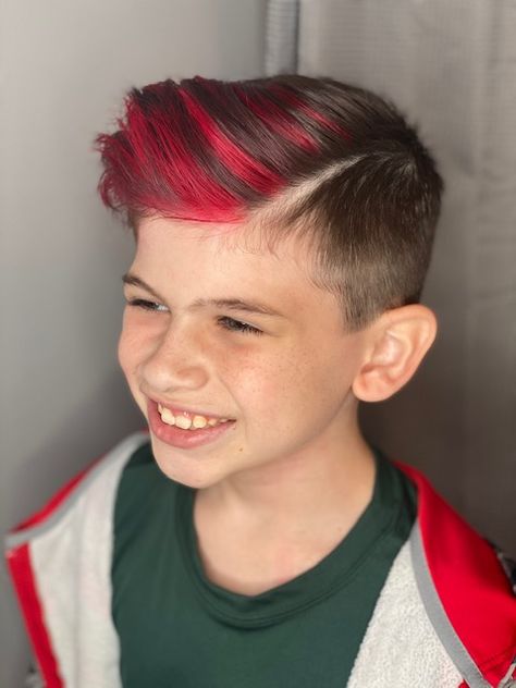 Boy Hair Color Ideas, Boys Hair Color Ideas, Boys Hair Dye Ideas, Hair Dye For Kids, Boys Dyed Hair, Rock Star Hair, Boys Blue Hair, Pink Hair Streaks, Beauty Suite