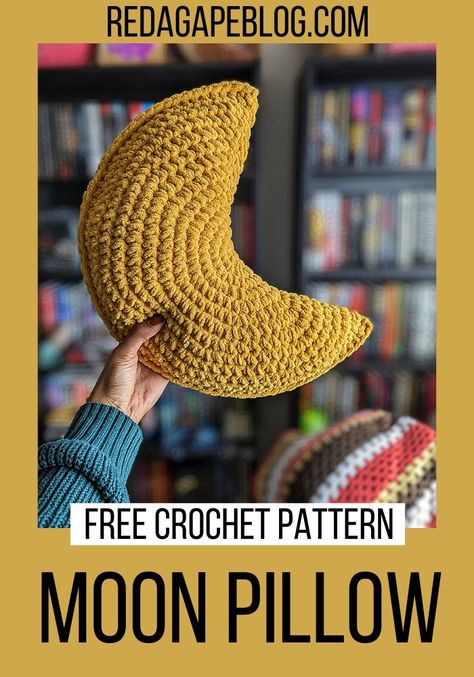 Half Moon Crochet Pattern, Crochet Moon Pillow Pattern, Crochet Free Pillow Pattern, Moon Pillow Crochet Pattern Free, Crochet Bedroom Decor Free Pattern, Small Crochet Pillow Free Pattern, Free Moon Crochet Pattern, Throw Pillow Crochet Pattern Free, Crescent Moon Crochet Pattern