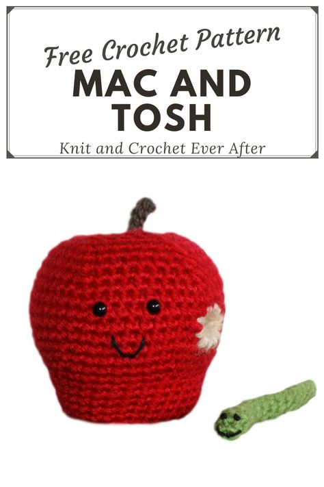 Learn to make this apple amigurumi with a removable worm friend with this free crochet pattern. Free Crochet Worm Pattern, Crochet Worm Free Pattern, Apple Amigurumi, Crochet Worm, Apple With Worm, Happy 2023, Crochet Apple, Free Pattern Download, Boot Toppers