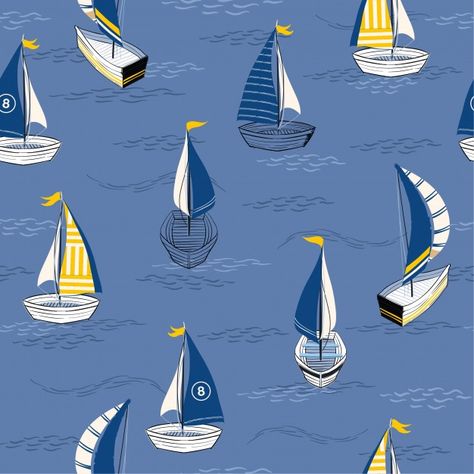 Boat On The Ocean, Boat Vector, Pattern Watercolor, Watercolor Tree, On The Ocean, Vector Background Pattern, Year Of The Tiger, Summer Patterns, Flat Illustration