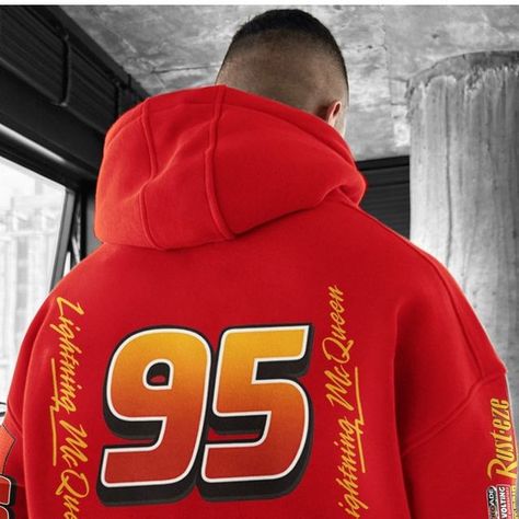 Lightning Mcqueen Car, Mcqueen Car, Sports Trousers, Vintage Hoodies, Lightning Mcqueen, Pullover Designs, Red Hoodie, Low Iron, Sherpa Fleece