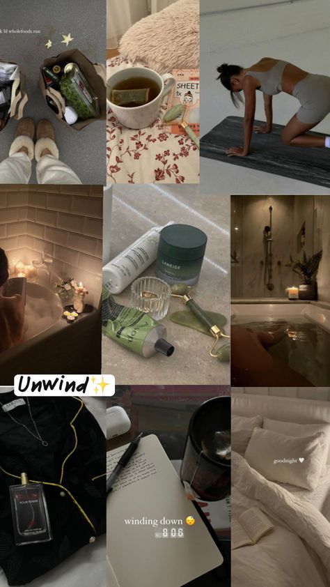 #unwind for the night ✨🧖‍♀️🛁 Self Care Asethic Night, Identity Switch, Night Routine Aesthetic, Selfcare Challenge, Aesthetic Sleep, Autumn Goals, Dream Bored, Routine Aesthetic, Dream Vision Board