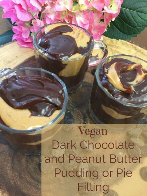 Vegan dark chocolate and peanut butter pudding Peanut Butter Pudding, Whole Foods Plant Based Diet, Food Alternatives, Butter Pudding, Homemade Almond Milk, Vegan Dark Chocolate, Whole Foods Plant Based, Vegan Food Recipes, Vegan Peanut Butter