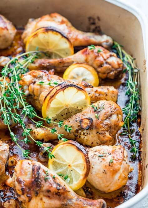 Lemon Garlic Roasted Chicken Legs.  ("Jo Cooks.") Chicken Legs Recipes, Garlic Roasted Chicken, Roasted Chicken Legs, Chicken Leg Recipes, Roasted Garlic Chicken, Jo Cooks, Oven Chicken Recipes, Chicken Recipes Video, Lemon Garlic Chicken