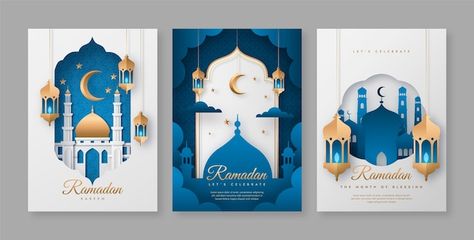 Free vector paper style ramadan celebrat... | Free Vector #Freepik #freevector #fasting #ramadan-fasting #islamic-ramadan #ramadan-template Ramadan Design Ideas, Islam New Year, Kad Raya, Ramadan Banner, Ramadan Design, Ramadan Celebration, Eid Card Designs, Ramadan Kareem Decoration, Eid Card