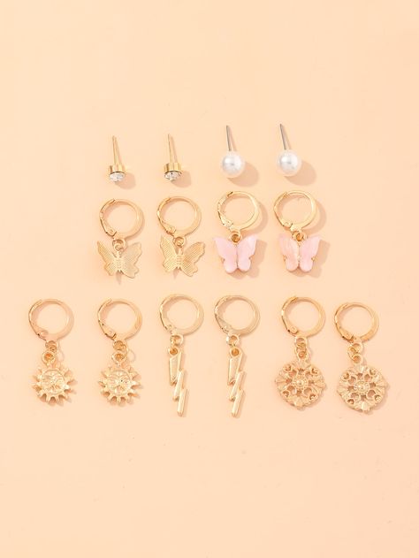 Key Charm Necklace, Earrings Shein, Butterfly Earring, Butterfly Charm, Butterfly Earrings, Jewelry Business, Dainty Jewelry, Cute Earrings, Charm Earrings