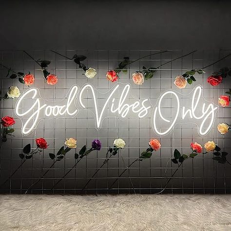 Large Good Vibes Only Neon Sign Wall Decorations, Big Neon Lights for Bedroom, LED Neon Signs for Wall Decor, Wedding, Game Room, Party, Bar Decor, Cafés, Shops, Warm White Wall Lights-56×13 in 20% Coupon is currently available! Party Bar Decor, Good Vibes Only Neon Sign, Neon Lights For Bedroom, Led Lights Wedding, Neon Lights Bedroom, Light Logo, Neon Sign Wall, Lights Wedding Decor, White Wall Lights