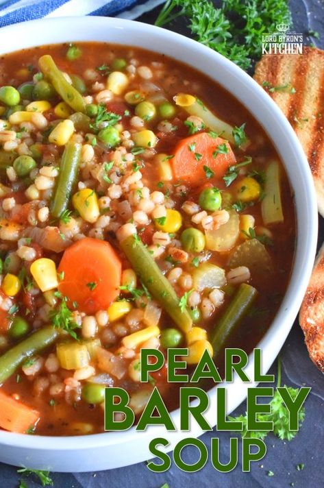 Pearl Barley Soup, Unique Pasta Recipes, Vegetable Barley Soup, Barley Recipe, Chopped Vegetables, Medieval Recipes, Chowder Soup, Pearl Barley, Barley Soup