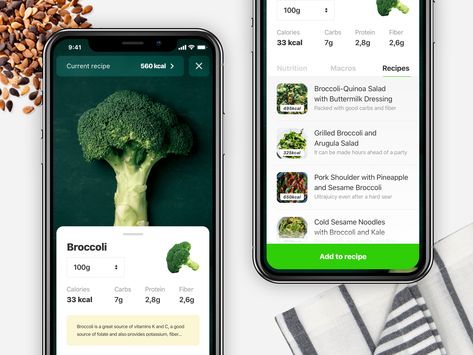 Food app 4x Grilled Broccoli, Scan App, Food Tracking, Buttermilk Dressing, Mobile Ux, App Design Layout, App Ideas, Scanner App, Good Carbs