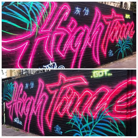 Outrun Aesthetic, Neon Spray Paint, Drawing Ideas Aesthetic, Graffiti Aesthetic, Neon Graffiti, David Walker, Aesthetic Neon, Graffiti Artists, Aesthetic Street