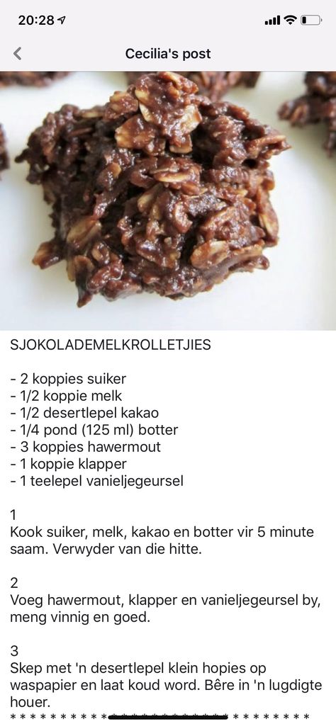 Afrikaans Recipes, South African Dishes, African Dessert, African Dishes, Rock Recipes, Chocolate Oats, Biscotti Recipe, Sweet Recipes Desserts, Bake Cookies