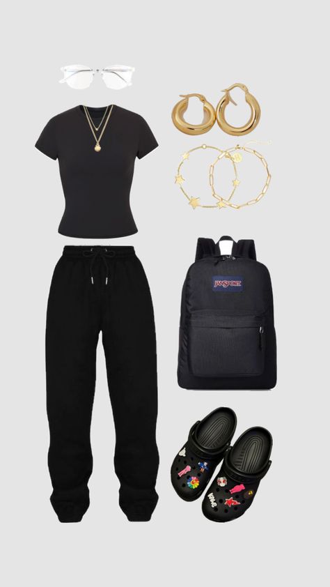 Chill school fit #schooloutfit #comfy #blackfit Comfy School Outfits, Teen Swag Outfits, Cute Nike Outfits, Outfits For School, School Fit, Casual Preppy Outfits, Trendy Outfits For Teens, Cute Lazy Day Outfits, Cute Lazy Outfits