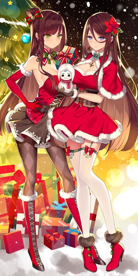 not-given Christmas Art Work, Christmas Poses, Christmas Anime, Persona Anime, Really Cool Drawings, Holiday Artwork, Anime Christmas, Anime Maid, Anime Couples Drawings