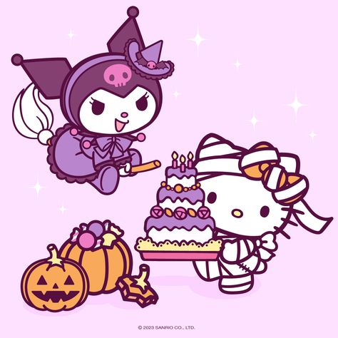 Happy Halloween and Happy Birthday, Kuromi! 🎃💜🎂 Happy Birthday Kuromi, Birthday Kuromi, Halloween Aesthetic Pfp, Happy Birthday Halloween, Happy Halloween Pictures, Tattoo Coloring Book, Hello Kitty Rooms, Hello Kitty Kuromi, Birthday Wallpaper