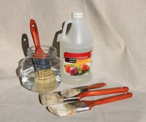 Soak Paint Brushes in Vinegar to Clean Cleaning Paint Brushes, Fusion Paint, How Do You Clean, Cleaning Day, Diy Cleaners, Painting Trim, Faux Finish, Wood Trim, Green Cleaning