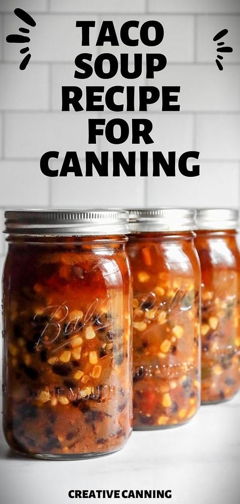 Beef canning recipes like this taco soup are a testament to flavor and convenience. Homemade taco soup, seasoned perfectly with taco seasoning, becomes a long-lasting delight. Dive into the method, and when ready, savor with cheeses, chips, and sour cream. Canning Taco Soup, Homesteading Essentials, Canning Beef, Canning Meals, Canning Soup Recipes, Salsa Canning Recipes, Pressure Canning Recipes, Canned Foods, Home Canning Recipes