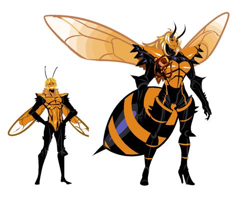 Wasp Character Design, Animal Human Hybrid Oc, Bee Monster, Animal Human Hybrid, Bee Oc, Honey Background, Hybrid Oc, Human Hybrid, Jungle Juice