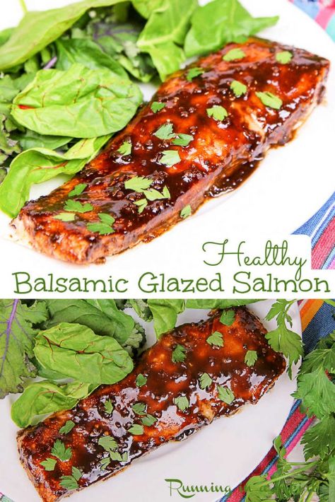 Balsamic Glazed Salmon recipe Balsamic Salmon Recipes, Salmon Balsamic Glaze, Balsamic Glazed Salmon, Balsamic Salmon, Salmon Recipes Oven, Balsamic Vinegar Recipes, Oven Salmon, Balsamic Marinade, Salmon Marinade