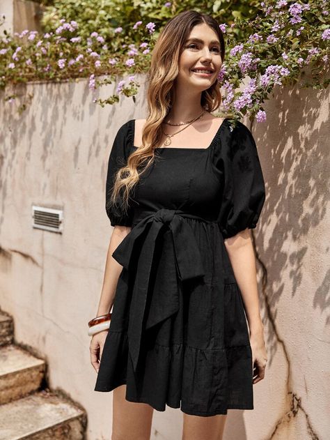 Smart Casual Frocks, Short One Piece Dress Western, One Piece Dress Knee Length, One Piece Dress Western, Short One Piece Dress, Black One Piece Dress, One Piece Frock, 1 Piece Dress, Dress Western