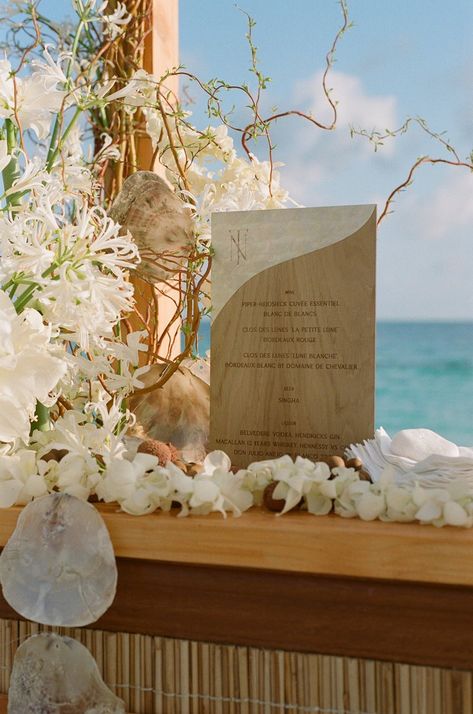 Aesthetic Beach Wedding, Beach Welcome Party, Jesse Tombs, Whimsical Beach Wedding, Small Beach Wedding, Beach Hotel Wedding, Wedding Cocktail Bar, Beach Wedding White, Beachy Chic