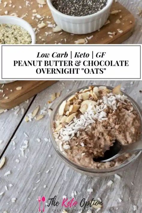 Overnight Oats Low Carb, Peanut Butter Chocolate Overnight Oats, Keto Peanut Butter Chocolate, Oats With Yogurt, Breakfast Alternatives, Overnight Oats In A Jar, Overnight Oats With Yogurt, Oats Overnight, Chocolate Overnight Oats