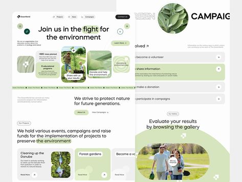 Green World Landing Page by Awsmd on Dribbble Beauty Web, Report Design Template, Sustainability Education, Food Web Design, Interactive Web Design, Business Web Design, Ecology Design, Green World, Ui Design Website