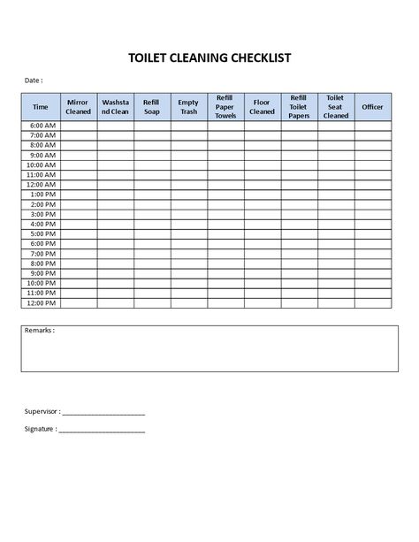 Free Public Restroom Cleaning Checklist | Templates at allbusinesstemplates.com Washroom Cleaning Checklist, Toilet Cleaning Schedule Template, Restroom Cleaning Checklist, Blank Cleaning Schedule, Bathroom Essentials Checklist, Bathroom Cleaning Schedule, Cleaning Rota, Bathroom Checklist, Bathroom Cleaning Checklist