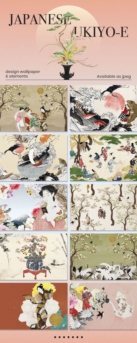 Ukiyoe Design, Japanese Elements, Festival Illustration, Japanese Umbrella, Japanese Festival, Cherry Blossom Festival, Japanese Geisha, Blossom Tree, Ukiyo E