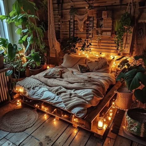 Viking Aesthetic Bedroom, Boho Forest Bedroom, Artemis Bedroom, Repurpose Pallets, Easy Diy Ideas, Dream Bedroom Inspiration, Rustic Coffee Table, Room Redesign, Redecorate Bedroom