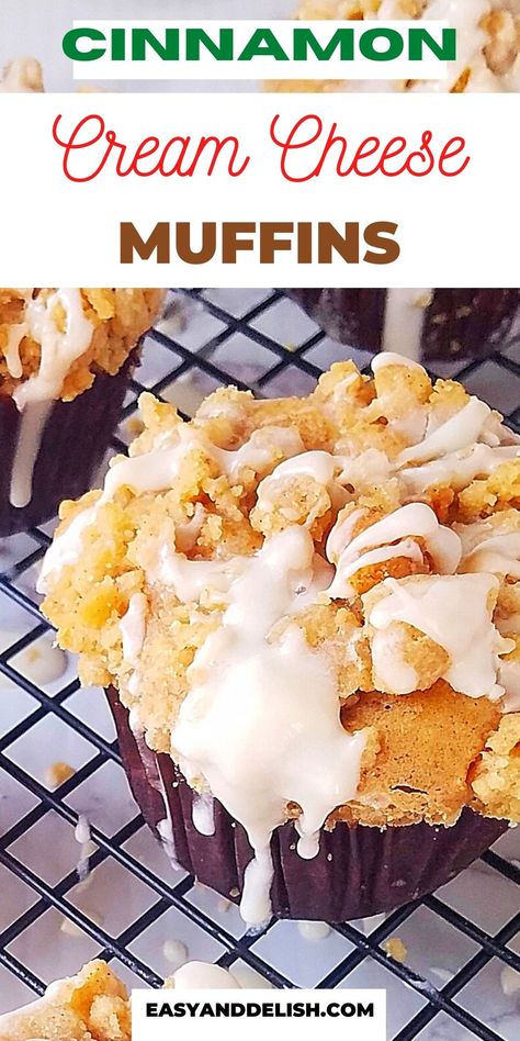 Coffee Cake Muffins With Cream Cheese, Coffee Cake Muffins Sour Cream, Cinnamon Muffins With Cream Cheese, Cream Cheese Coffee Cake Muffins, Muffin Recipes With Cream Cheese, Gooey Cream Cheese Muffins, Gooey Cinnamon Cream Cheese Muffins, Cream Cheese Muffins Recipes, Cream Cheese Filled Muffins