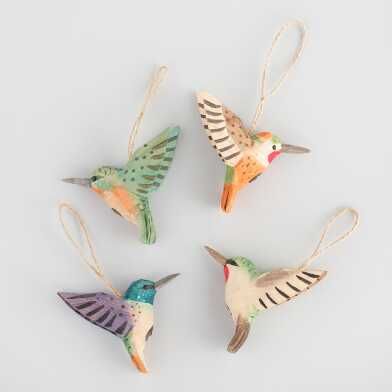 Hummingbird Ornament, Clay Birds, Unique Christmas Ornaments, Pottery Crafts, Diy Clay Crafts, Polymer Clay Art, Hand Carved Wood, World Market, Diy Clay