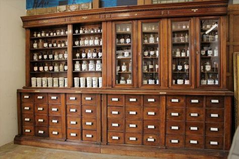 Apothecary Cabinet Diy, Wig Room, Apothecary Shoppe, Old Pharmacy, Wizard House, Apothecary Pharmacy, Apothecary Shop, Library Cabinet, Pharmacy Decor