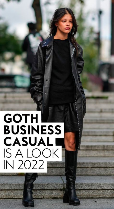 Welcome to the dark side. Goth can be chic and business casual at the same time. Who doesn't love an edgy outfit moment? #style #ootd #fashion Edgy Professional Outfits, Goth Business Casual, Modern Punk Fashion, Edgy Capsule Wardrobe, Clean Goth, Rocker Chic Outfit, Edgy Work Outfits, Edgy Fall Outfits, Black Outfit Edgy